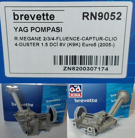 YAĞ POMPASI RN9052 MEGANE 2 3 4 FLUENCE CAPTUR CLIO 4 DUSTER 1.5 DCİ 8V (K9K) EURO5