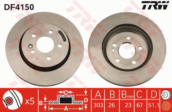 DİSK AYNASI ÖN FD24630C W163 M SERİSİ (98-05) (KAPLAMALI) ÇAP 303MM