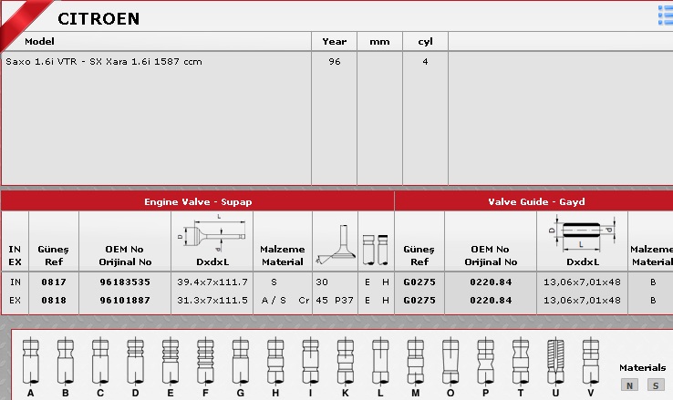 SİBOP TAKIMI 0817 0818 IN 4 EX 4 XSARA 1.6İ 8V TU5JP (IN:4EX:4)