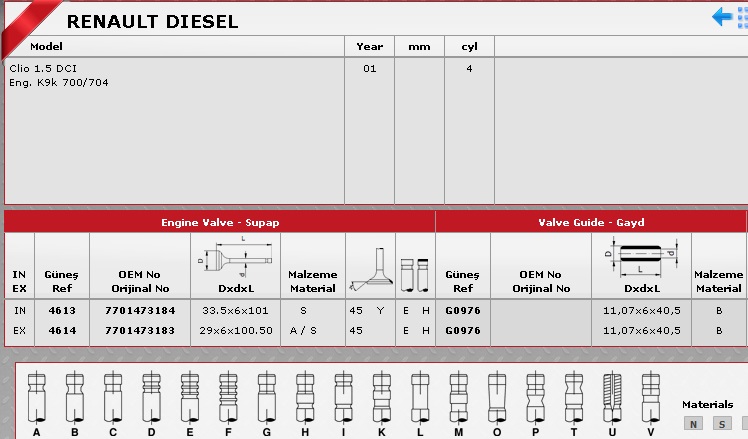 SİBOP TAKIMI 4613 4614 IN 4 EX 4 CLIO KANGO MEGANE 1.5 DCİ K9K