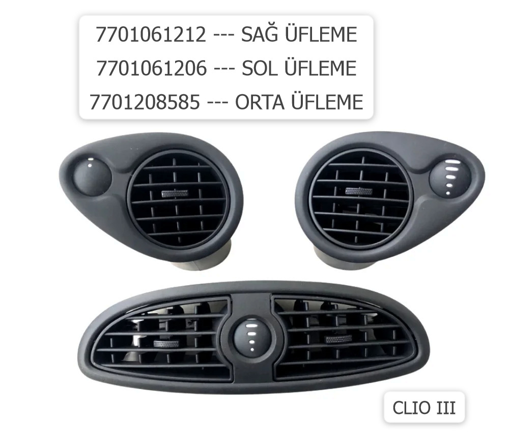 DİFÜZÖR TAKIMI CLIO III (ÖN SAĞ+SOL+ORTA) (7701061212 + 7701208585 + 7701061206)