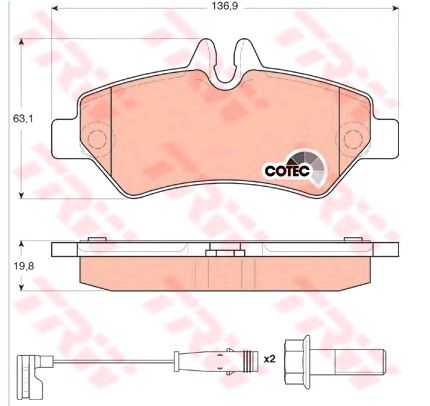 DİSK BALATA ARKA GDB1697 CRAFTER LT35 50 OTOBÜS 2.5 TDI (06-)